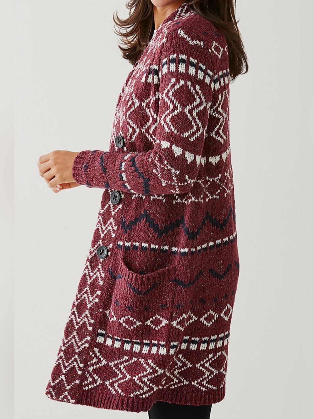 JJill Jacquard multi print long cardigan-Sz M - Picture 9 of 10